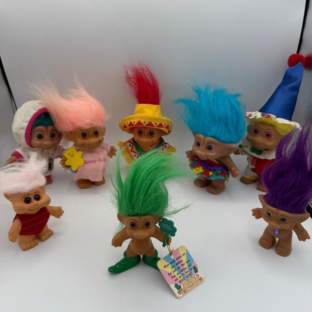 Mixed Lot of Vintage Troll Dolls Ace Novelty, Russ Style Plastic‎ Figures